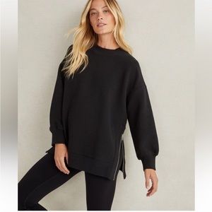 VARLEY sweatshirt crewneck side zip ribbed casual pullover black